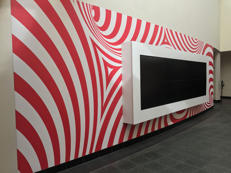red and white wall wrap