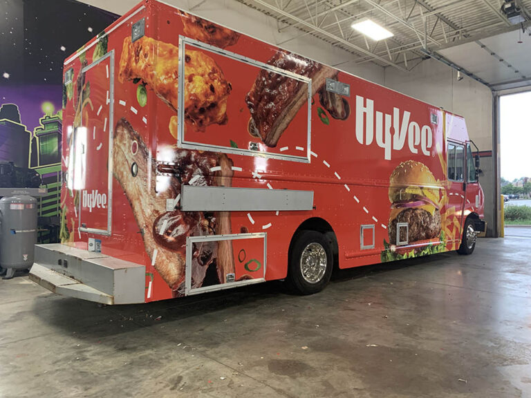 red food truck wrap for HyVee