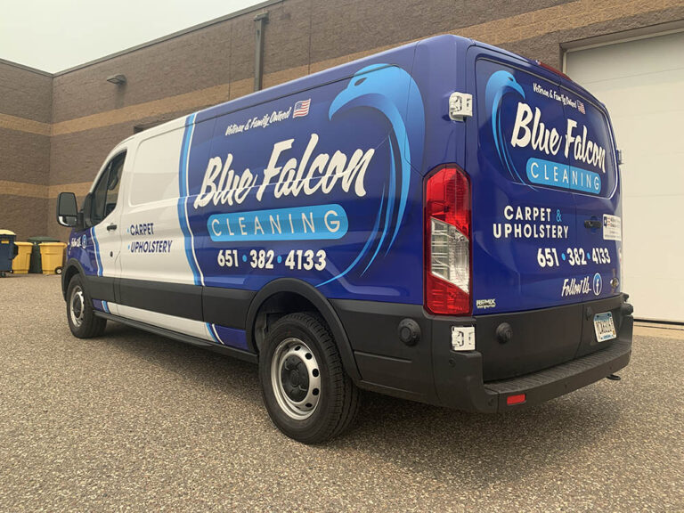 Blue and White Commercial Van Wrap for Blue Falcon