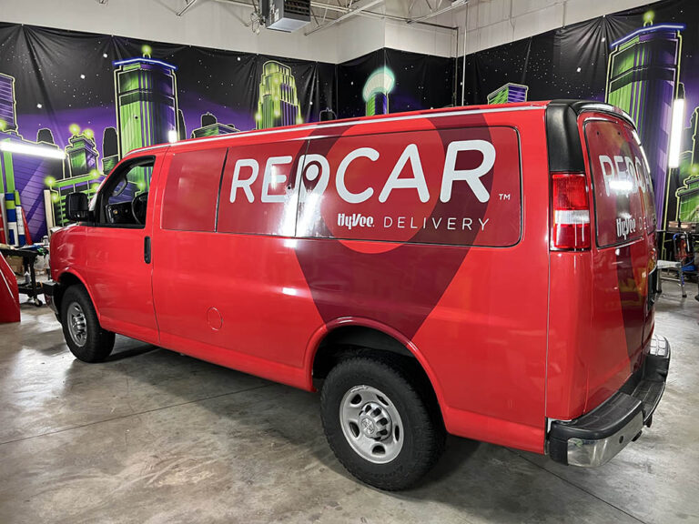 Red commercial van wrap
