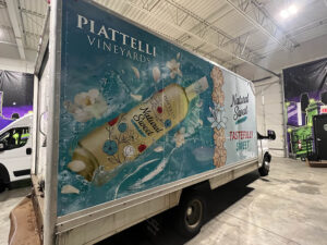 box truck trailer wrap for a wine company
